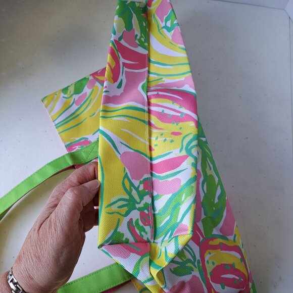 Lilly Pulitzer Estee Lauder Tropical Print Tote Bag Banana Floral Pink Green - Picture 6 of 9